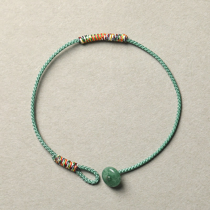 Tibetan Handmade Green Aventurine Luck Protection Braided Rope Bracelet