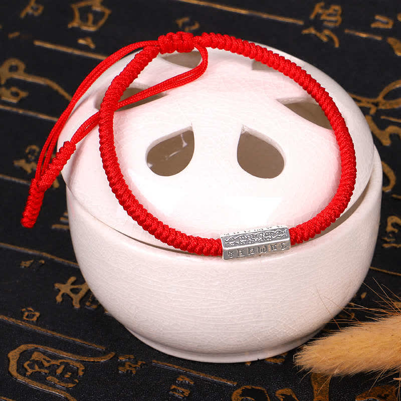 Om Mani Padme Hum Luck Protection Red String Bracelet