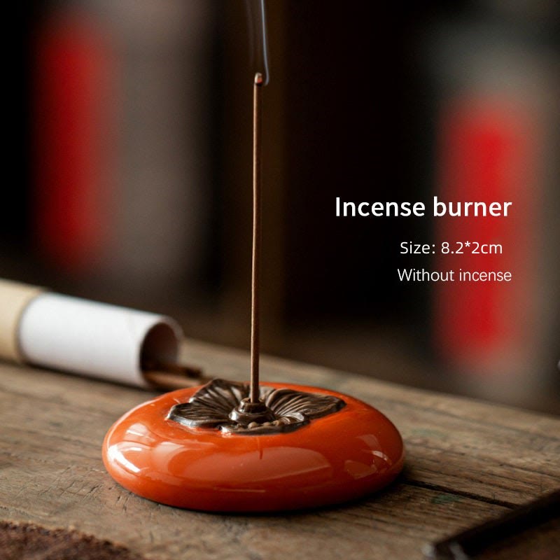 Persimmon Ceramic Meditation Incense Burner Incense Holders