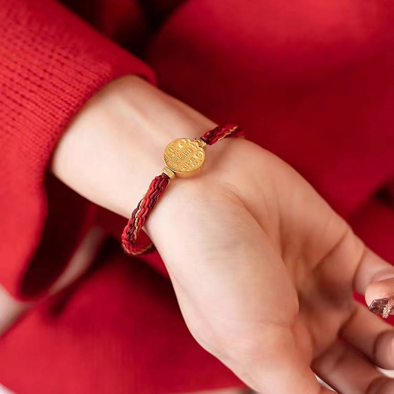 Five Directions Gods of Wealth Handmade Reincarnation Knot Protection String Braid Bracelet