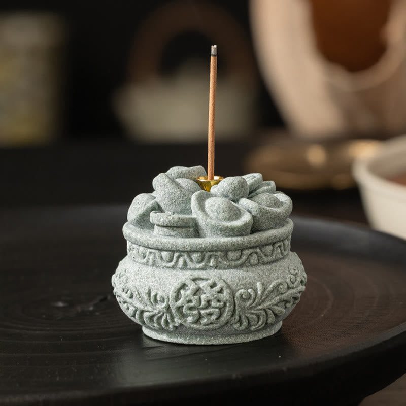 Chinese Character Fu Ingots Incense Burner Desk Decoration