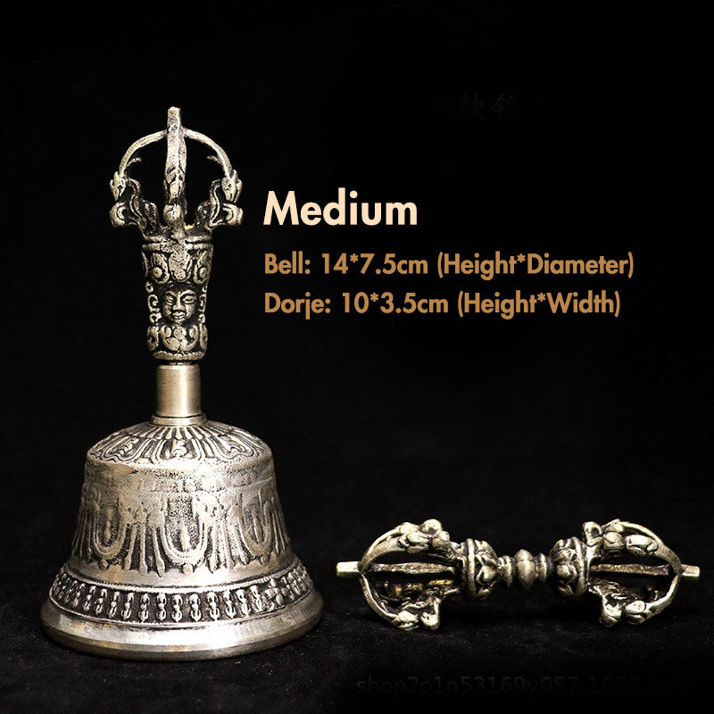 Tibetan Meditation Bell and Vajra Dorje Copper Decoration Set