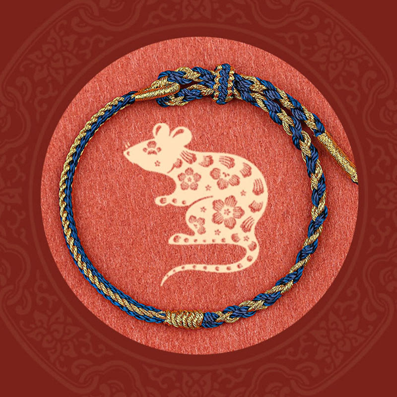Handmade Chinese Zodiac Rabbit Rooster Rat Horse Dragon Protection Braid String Bracelet