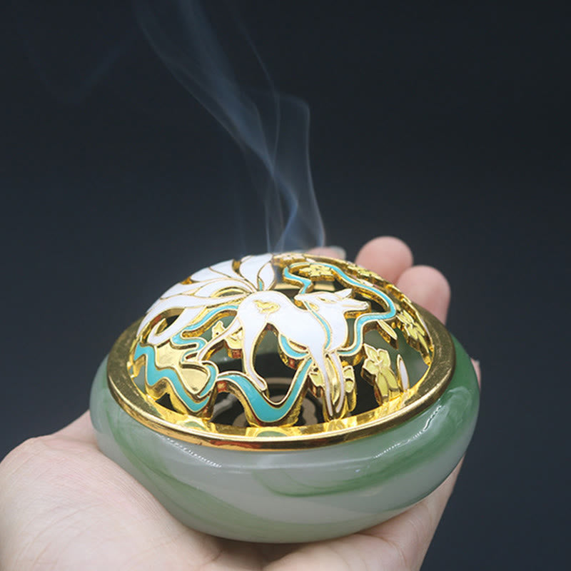 Nine Tailed Fox Liuli Crystal Meditation Incense Burner