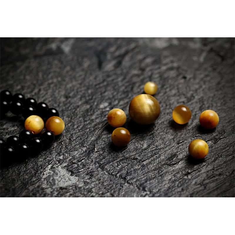 Tibetan 108 Mala Beads Black Onyx Tiger Eye Beads Nine Palaces Bagua Protection Bracelet