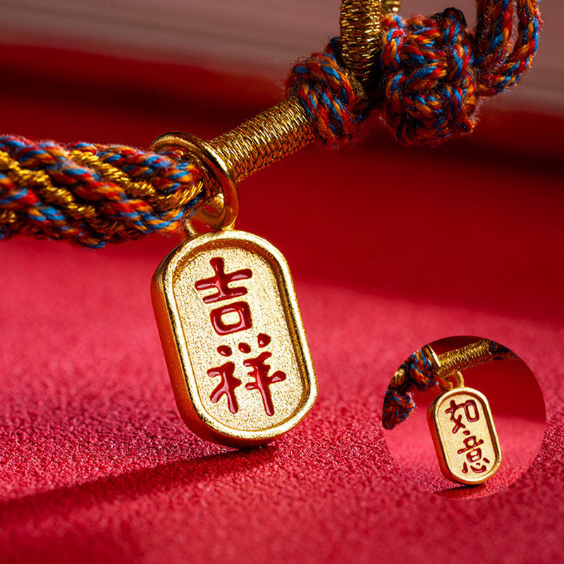 Handmade Multicolored Tibetan Om Mani Padme Hum Ruyi Auspicious Charm Braided Bracelet