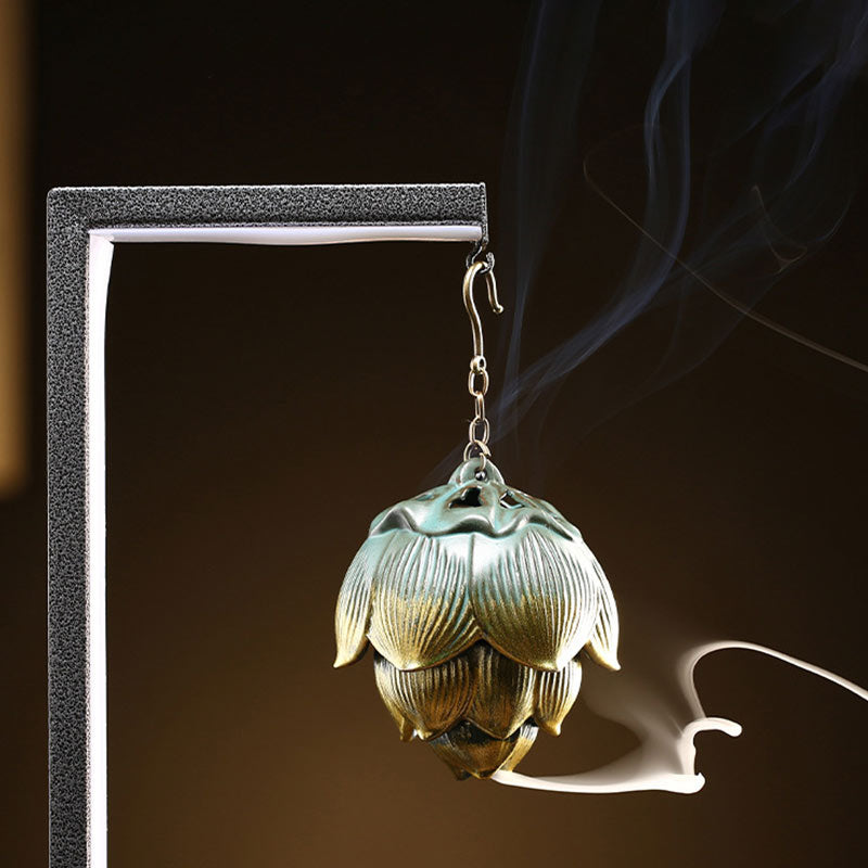 Lotus Meditation Hanging Incense Burner Decoration