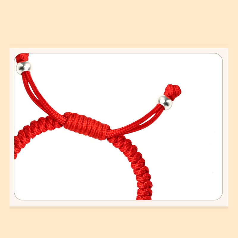 999 Sterling Silver Chinese Zodiac Red Rope Luck Handcrafted Kids Bracelet