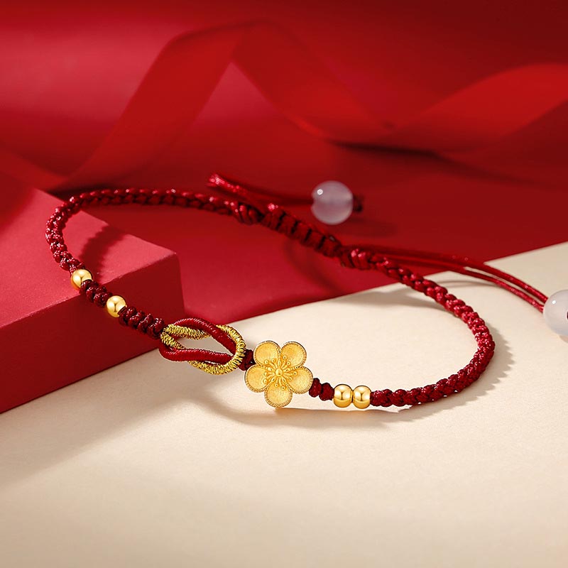 Handmade 925 Sterling Silver Cherry Blossoms Sakura Chalcedony Luck Bracelet