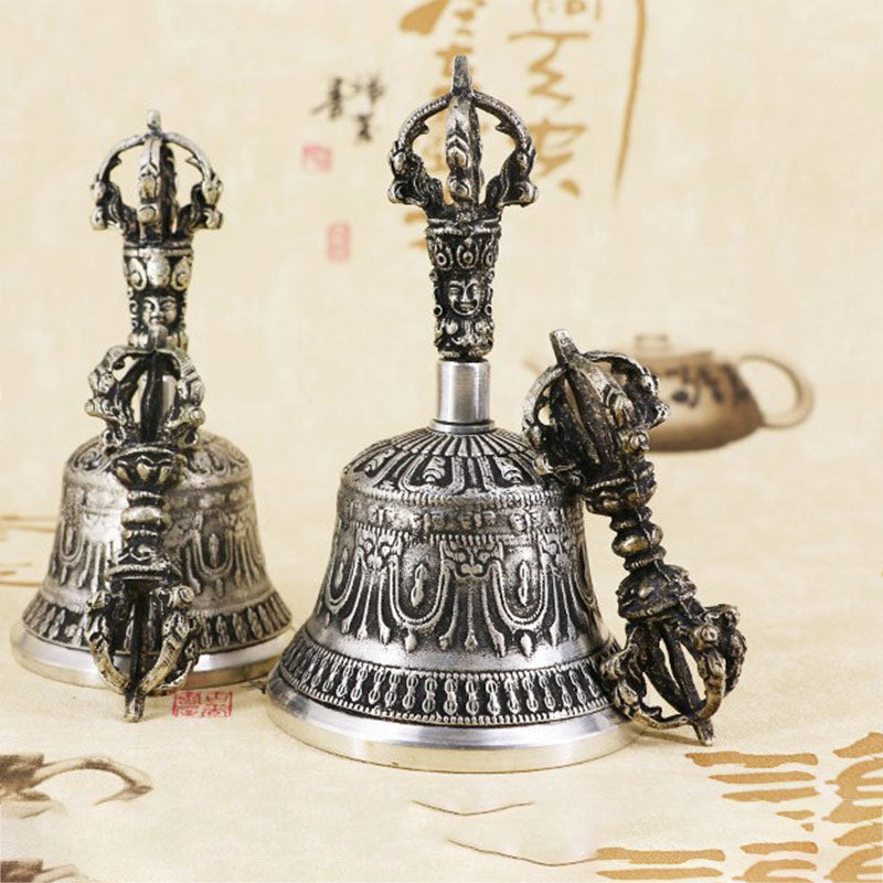 Tibetan Meditation Bell and Vajra Dorje Copper Decoration Set