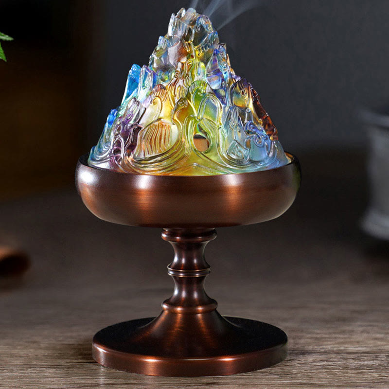 Liuli Crystal Mountain Meditation Incense Burner