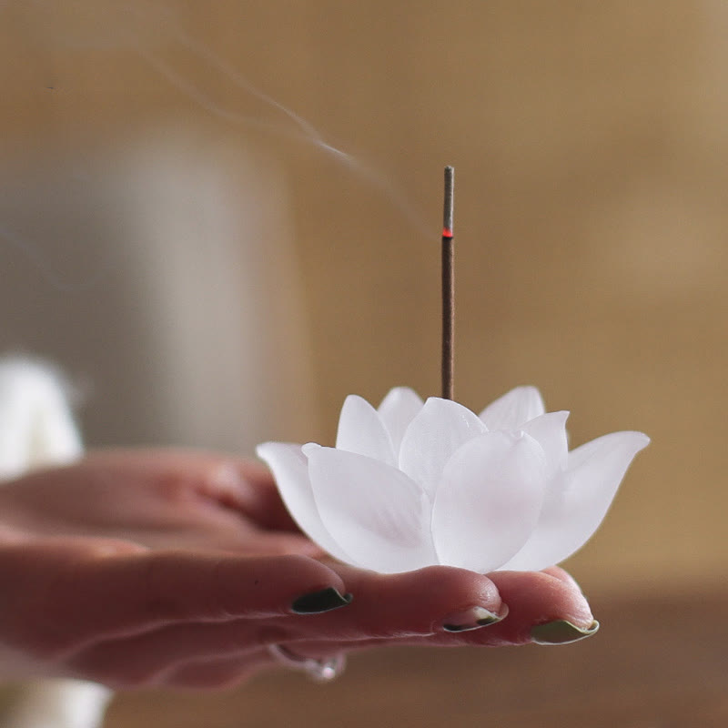 Mini Lotus Liuli Crystal Meditation Stick Incense Burner