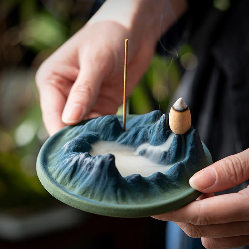 Creative Mountain River Ceramic Backflow Incense Burner