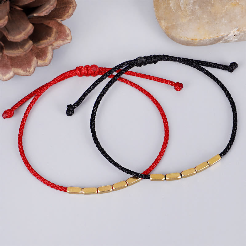 Handcrafted Copper Bead Protection Braided String Bracelet