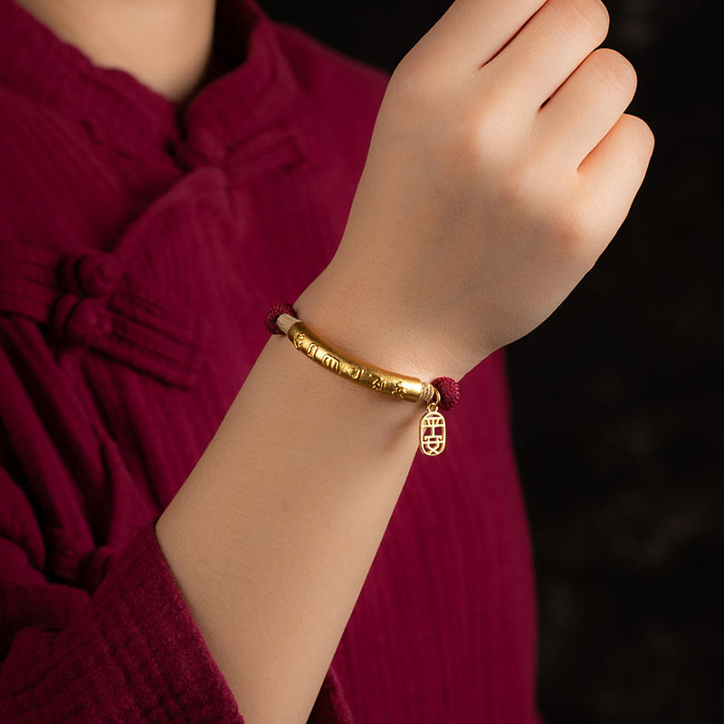 999 Sterling Silver Tibet Handmade Om Mani Padme Hum Fu Character TopRank Character Luck Braided Bracelet