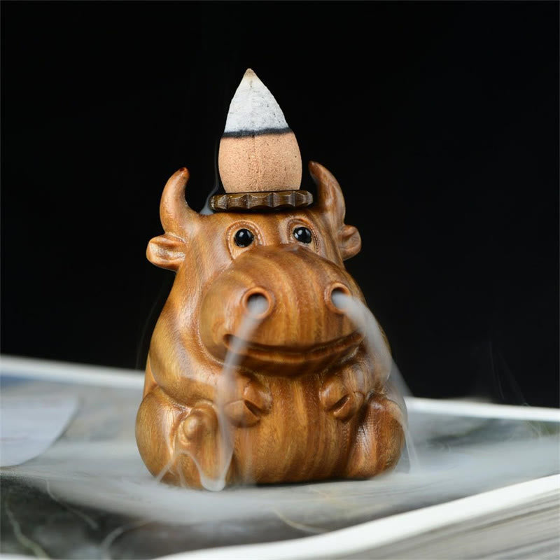 Green Sandalwood Cute Calf Pattern Meditation Backflow Incense Burner Decoration