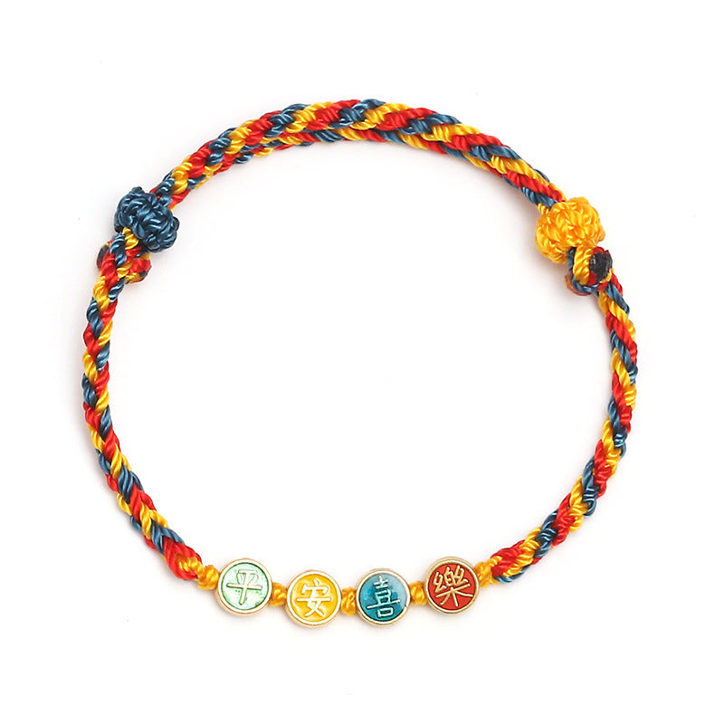 Handmade Dunhuang Color Thread Peace And Joy Protection Braid String Bracelet