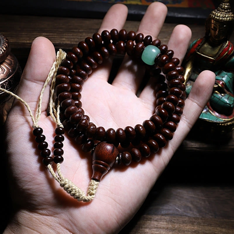 Natural Tibet 108 Mala Beads Purple Bodhi Seed Three-eyed Dzi Bead Copper Dorje Harmony Bracelet