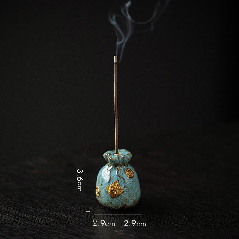 Small Treasure Bowl Lucky Bag Bagua Tray Ceramic Stick Incense Burner Decoration