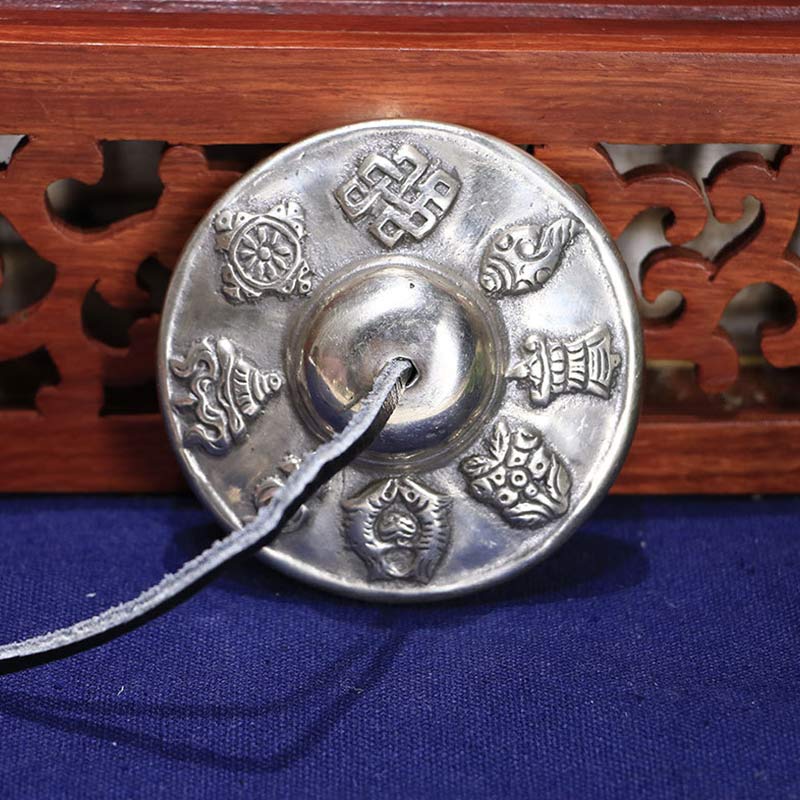 Tibetan Tingsha Bell Six True Words White Copper Decoration