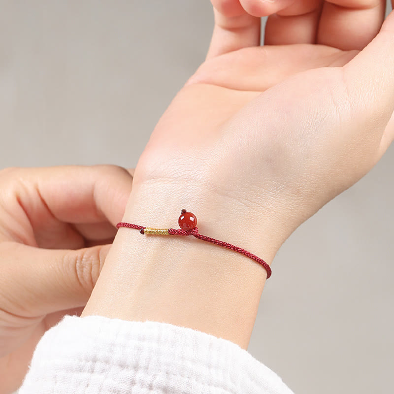 Natural Cinnabar Red Agate Blessing Red String Bracelet
