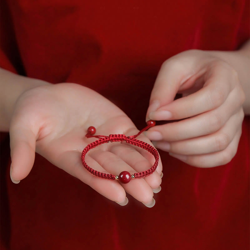 Lucky Cinnabar Bead Blessing Red String Bracelet
