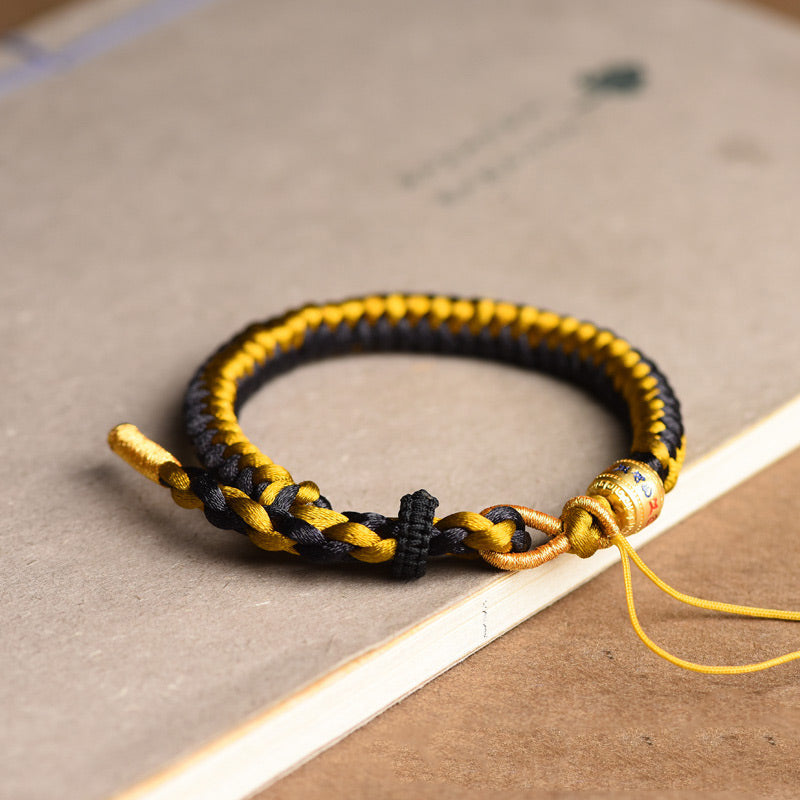 Handmade Tibetan Black Gold Dragon Scale Rope Om Mani Padme Hum Purity Bracelet