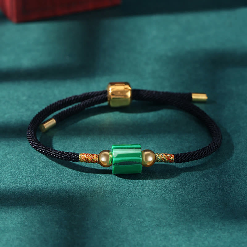 Tibet Handmade Green Aventurine Red Stone Malachite Luck Protection Braided Rope Bracelet