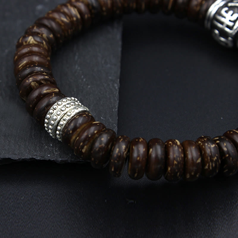 Natural Tibetan Coconut Shell Om Mani Padme Hum Positive Bracelet