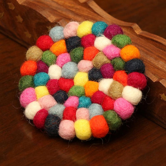 Tibetan Singing Bowl Handcraft Felted Wool Cushion Decoration