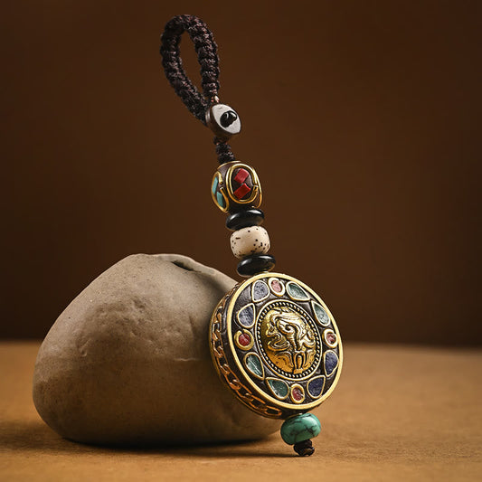 Tibetan Om Mani Padme Hum Bodhi Seed Peace Key Chain