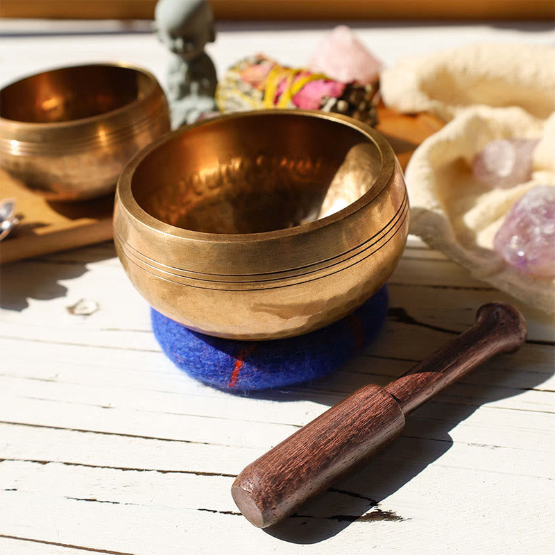 Tibetan Meditation Sound Bowl Handcrafted for and Mindfulness Singing Bowl Set