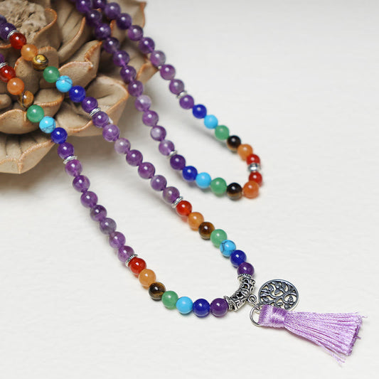 Crystal Mala Prayer Beads 108 Meditation Multilayer Bracelet Necklace