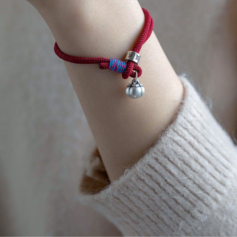 925 Sterling Silver Tibetan Handmade Om Mani Padme Hum Persimmon Charm Luck Protection Braided Bracelet
