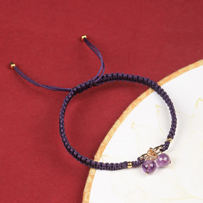 Natural Strawberry Quartz Amethyst Green Phantom Bead Positive Bracelet