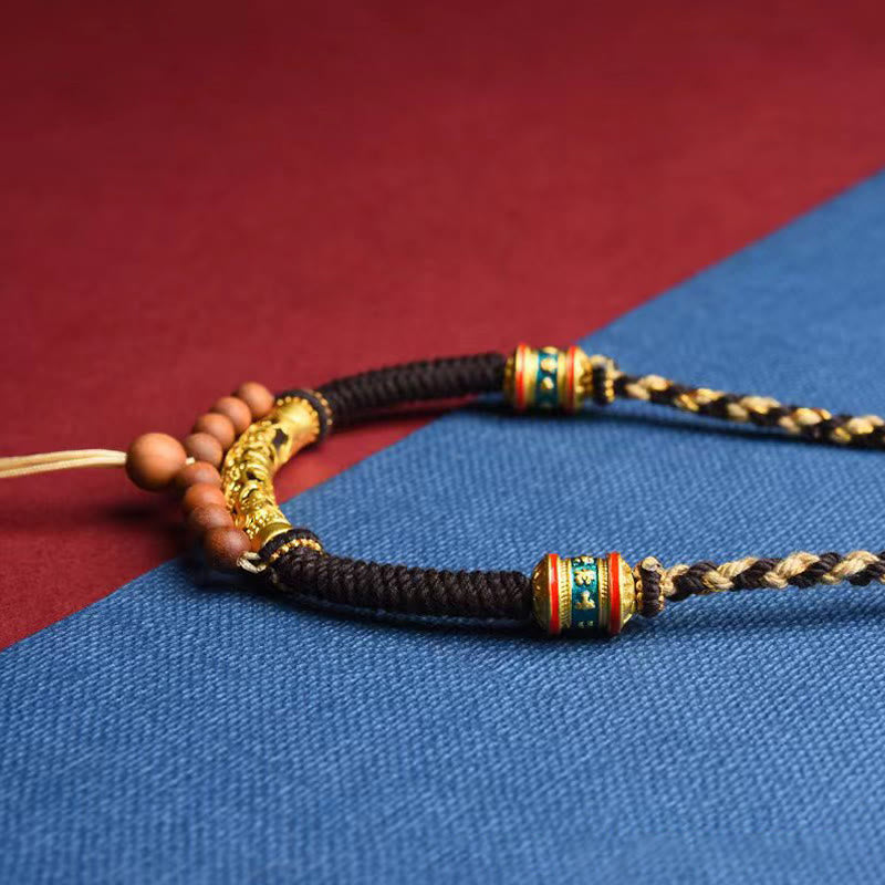 Tibetan Handmade King Kong Knot Om Mani Padme Hum Prayer Wheel String Necklace Pendant