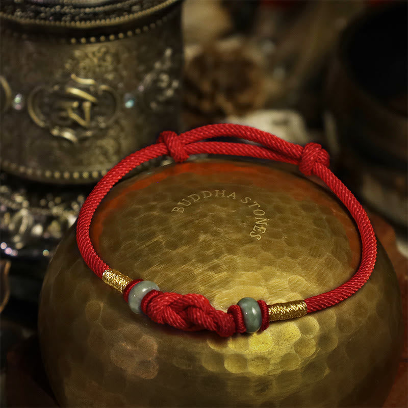 Red String Jade Luck Fortune Knot Braided String Bracelet