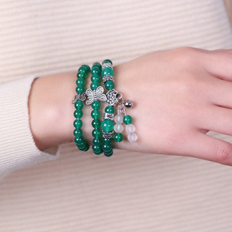 Natural Green Agate Butterfly Support Bracelet