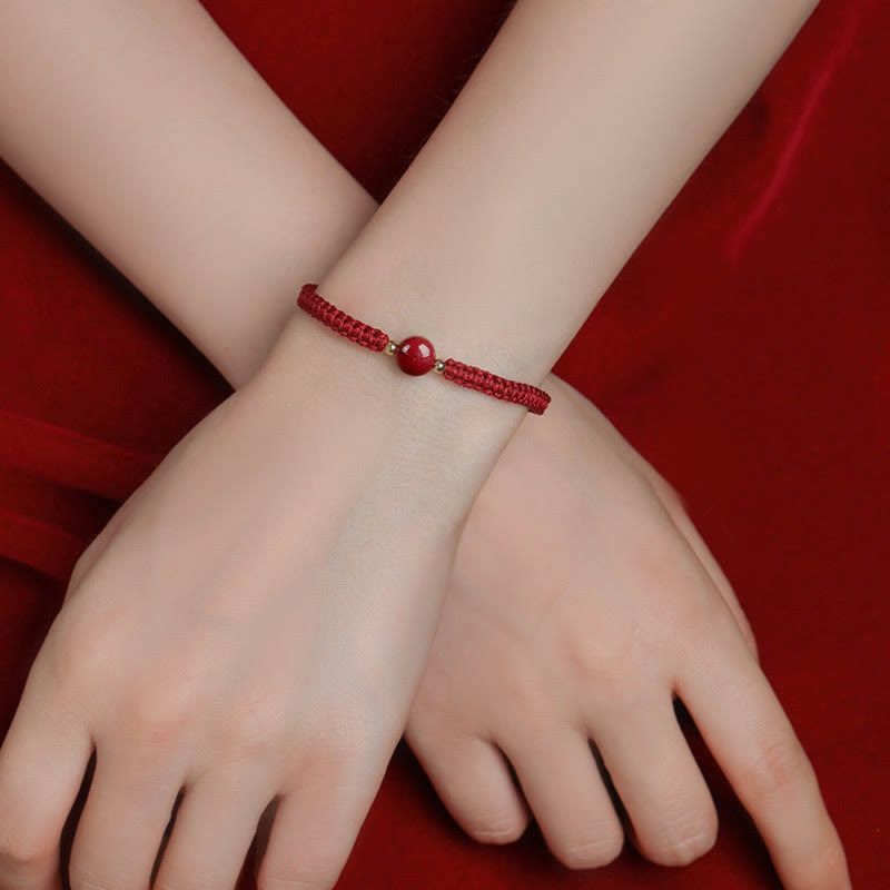 Lucky Cinnabar Bead Blessing Red String Bracelet