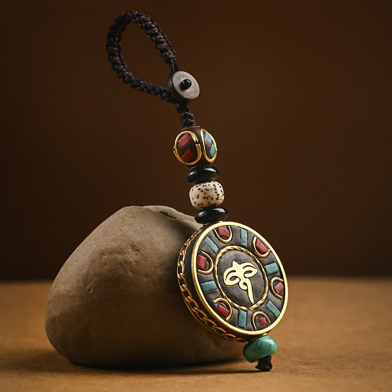 Tibetan Om Mani Padme Hum Bodhi Seed Peace Key Chain