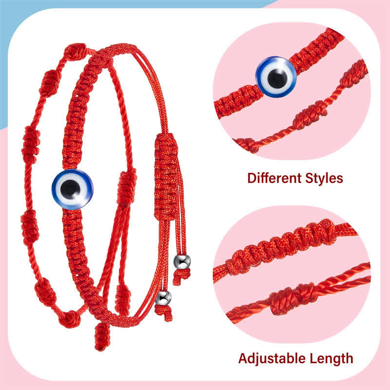 4Pcs Evil Eye Seven Knot Red String Protection Bracelet
