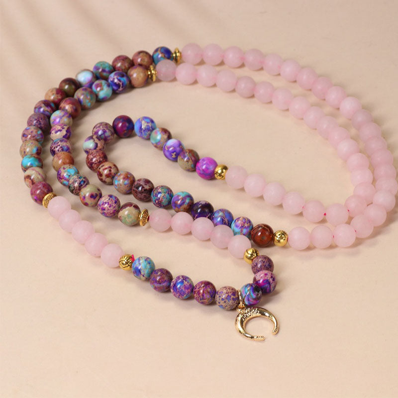 108 Beads Miano Real Pink Crystal Mala Bracelet