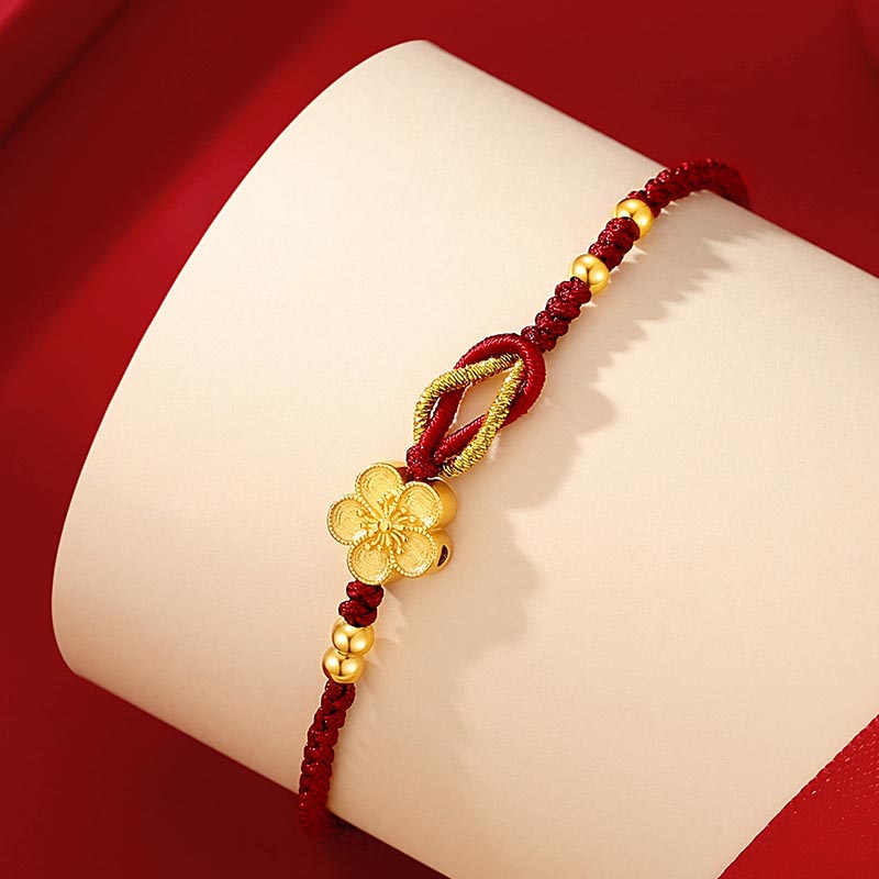 Handmade 925 Sterling Silver Cherry Blossoms Sakura Chalcedony Luck Bracelet