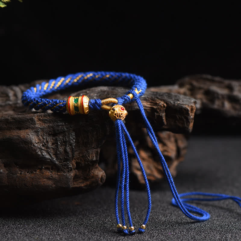 Tibetan Handmade Luck Prayer Wheel Bead Charm Weave Colorful String Bracelet