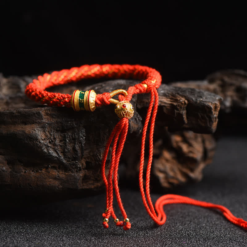 Tibetan Handmade Luck Prayer Wheel Bead Charm Weave Colorful String Bracelet