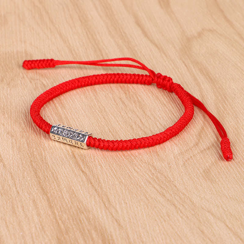 Om Mani Padme Hum Luck Protection Red String Bracelet