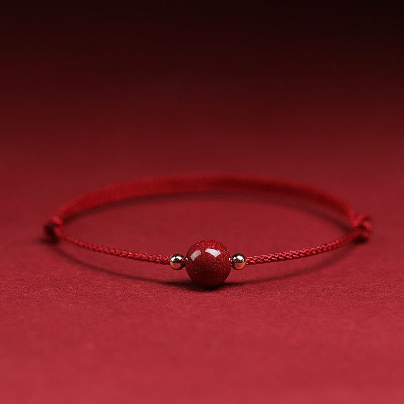 Natural Lucky Cinnabar Bead Blessing String Bracelet Anklet