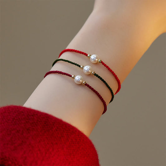 Natural Pearl Bead Luck Braid String Bracelet