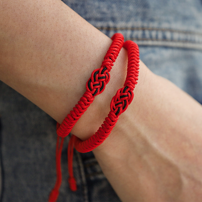 2Pcs Tibetan Luck Chinese Knot Protection String Bracelet