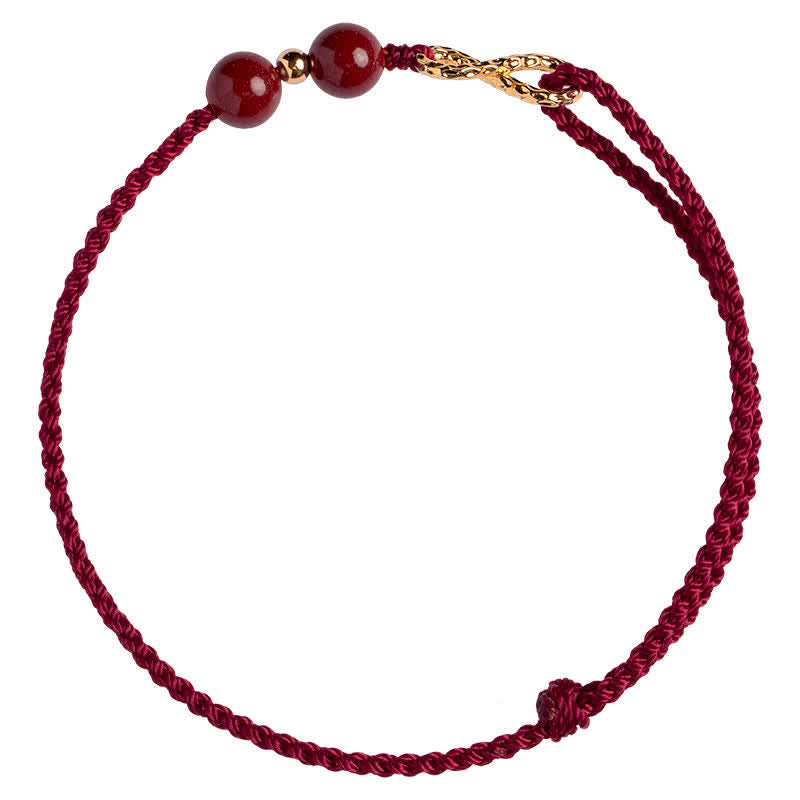 Cinnabar Blessing Red String Golden Infinity Symbol Bracelet Anklet